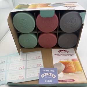 Glass Jars Original Set of 6 Kilner Kids 190ml With Silicon Lids Gift